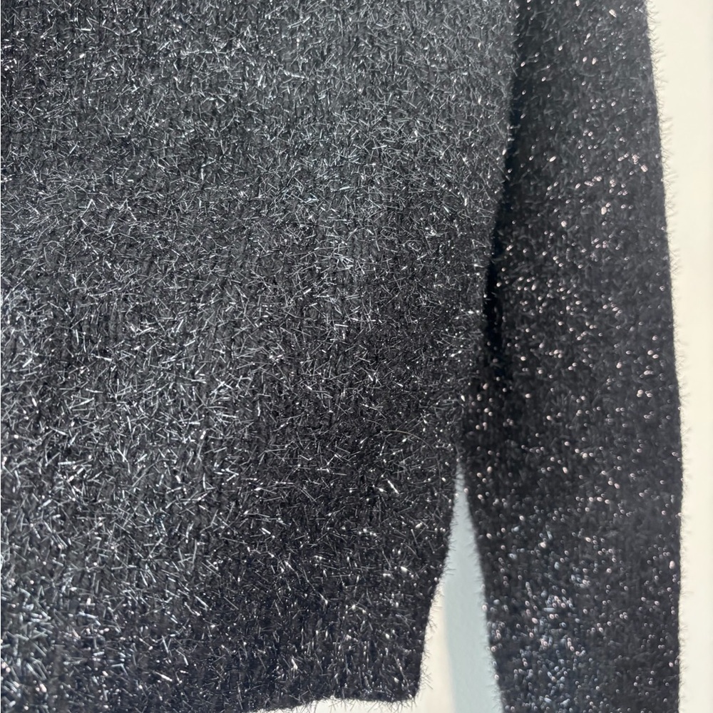All Saints Rosetta Tinsel Black Silver Long Sleeve Wool Knit Jumper Sweater XS - Picture 7 of 8